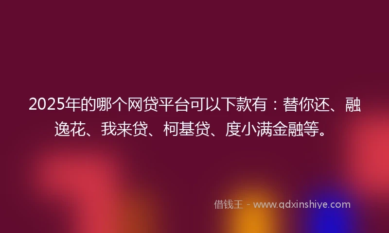 2025年的哪个网贷平台可以下款有：替你还、融逸花、我来贷、柯基贷、度小满金融等。