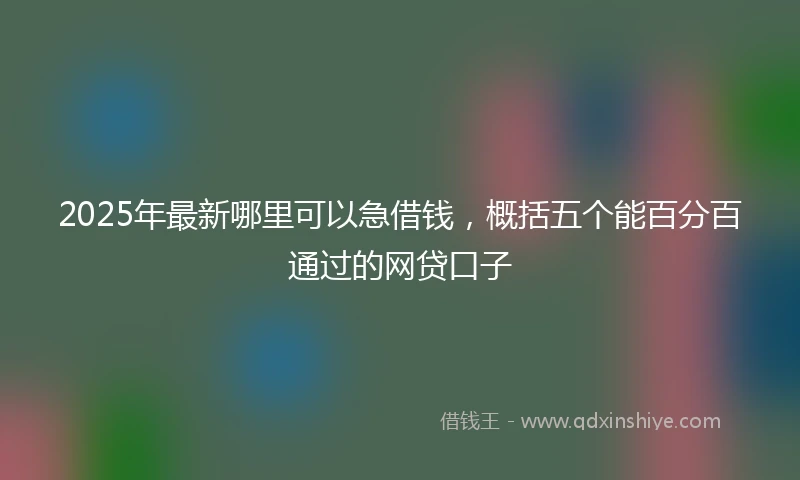2025年最新哪里可以急借钱，概括五个能百分百通过的网贷口子