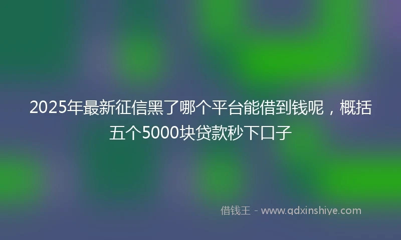 2025年最新征信黑了哪个平台能借到钱呢，概括五个5000块贷款秒下口子