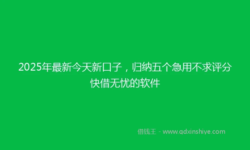 2025年最新今天新口子，归纳五个急用不求评分快借无忧的软件