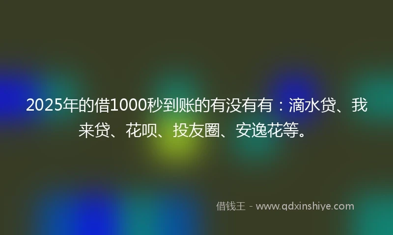 2025年的借1000秒到账的有没有有：滴水贷、我来贷、花呗、投友圈、安逸花等。