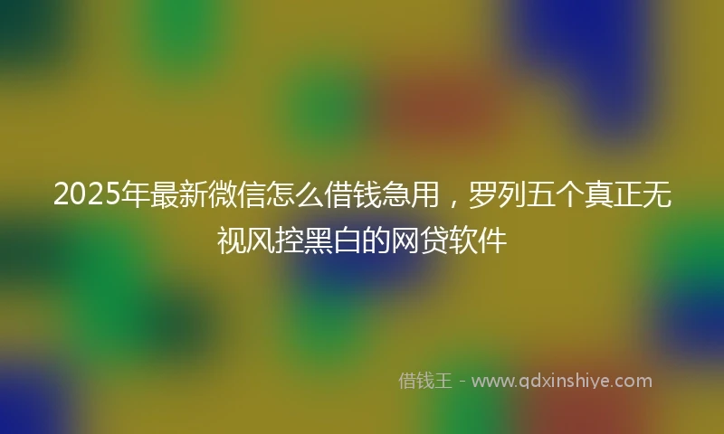 2025年最新微信怎么借钱急用，罗列五个真正无视风控黑白的网贷软件
