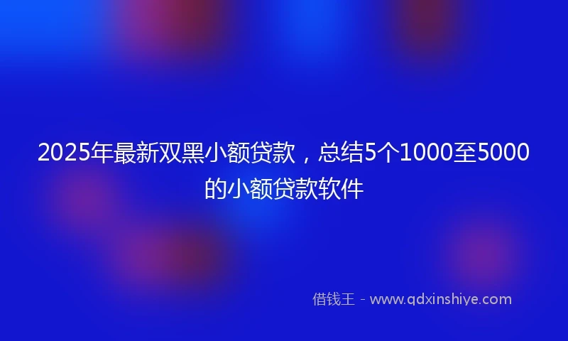 2025年最新双黑小额贷款，总结5个1000至5000的小额贷款软件