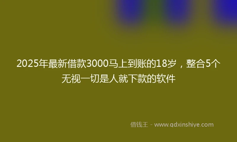 2025年最新借款3000马上到账的18岁，整合5个无视一切是人就下款的软件