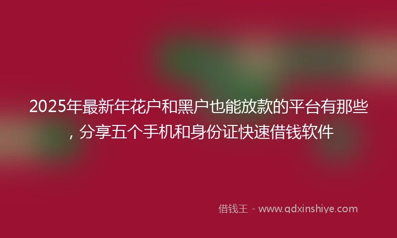 2025年最新年花户和黑户也能放款的平台有那些，分享五个手机和身份证快速借钱软件