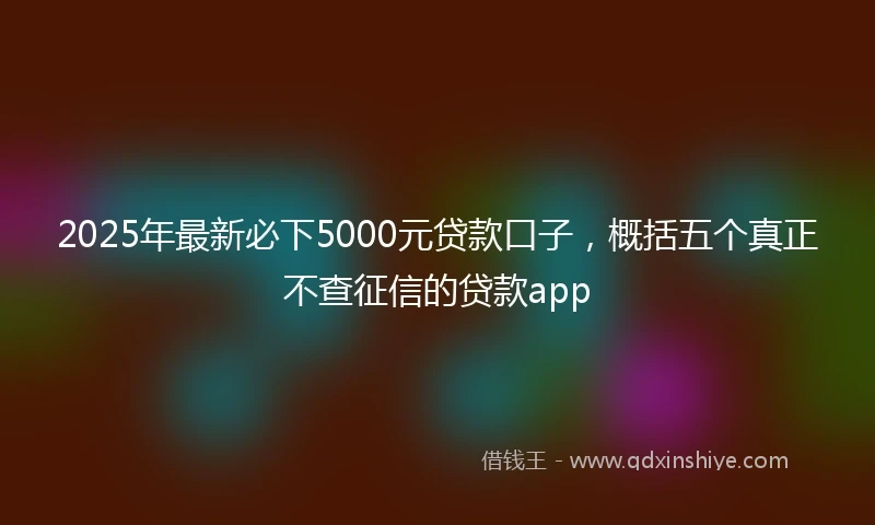 2025年最新必下5000元贷款口子，概括五个真正不查征信的贷款app