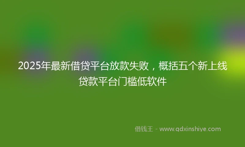 2025年最新借贷平台放款失败，概括五个新上线贷款平台门槛低软件