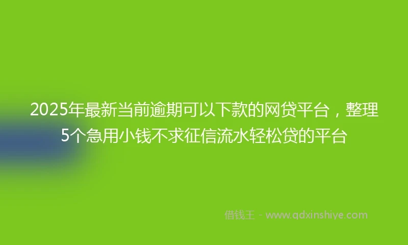 2025年最新当前逾期可以下款的网贷平台，整理5个急用小钱不求征信流水轻松贷的平台