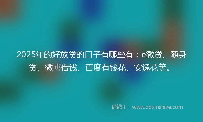 2025年的好放贷的口子有哪些有：e微贷、随身贷、微博借钱、百度有钱花、安逸花等。
