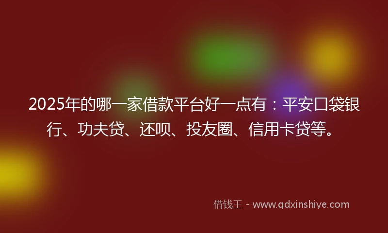 2025年的哪一家借款平台好一点有：平安口袋银行、功夫贷、还呗、投友圈、信用卡贷等。