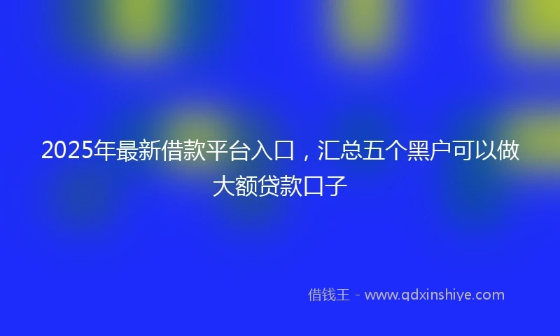 2025年最新借款平台入口，汇总五个黑户可以做大额贷款口子