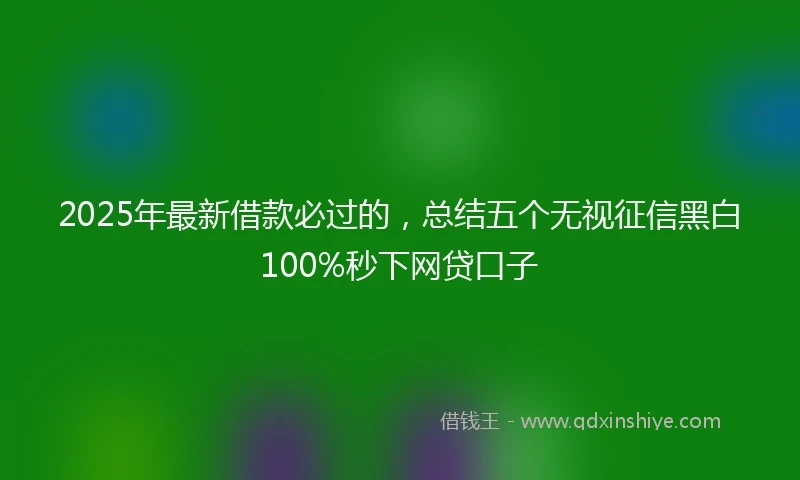 2025年最新借款必过的，总结五个无视征信黑白100%秒下网贷口子