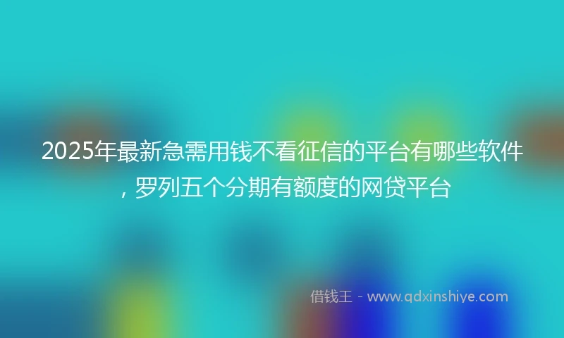 2025年最新急需用钱不看征信的平台有哪些软件，罗列五个分期有额度的网贷平台
