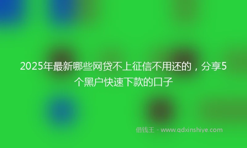 2025年最新哪些网贷不上征信不用还的，分享5个黑户快速下款的口子