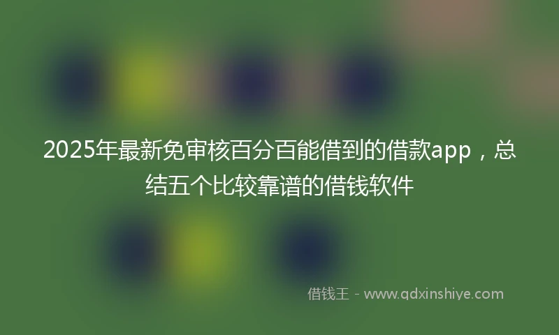 2025年最新免审核百分百能借到的借款app，总结五个比较靠谱的借钱软件