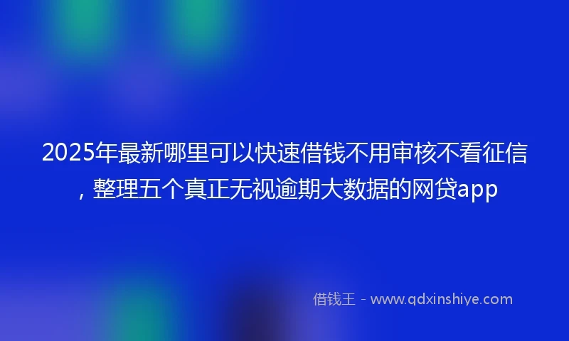 2025年最新哪里可以快速借钱不用审核不看征信，整理五个真正无视逾期大数据的网贷app