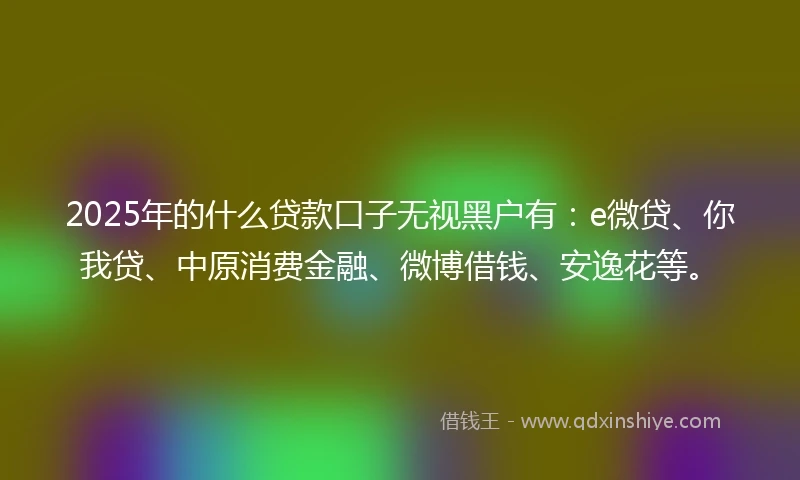 2025年的什么贷款口子无视黑户有：e微贷、你我贷、中原消费金融、微博借钱、安逸花等。