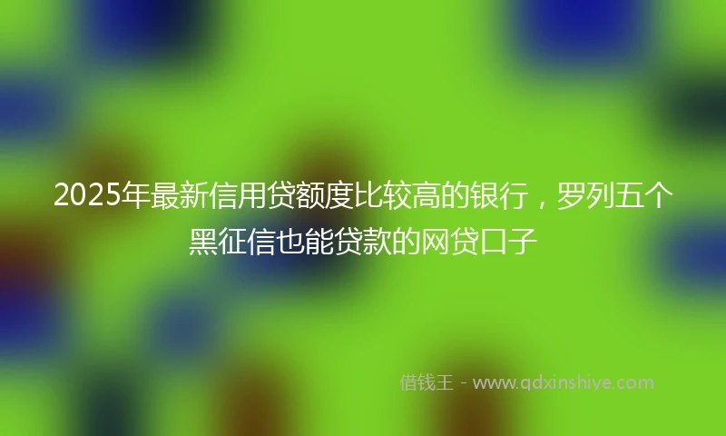 2025年最新信用贷额度比较高的银行，罗列五个黑征信也能贷款的网贷口子