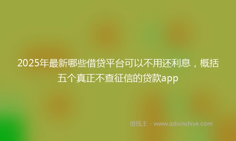 2025年最新哪些借贷平台可以不用还利息，概括五个真正不查征信的贷款app