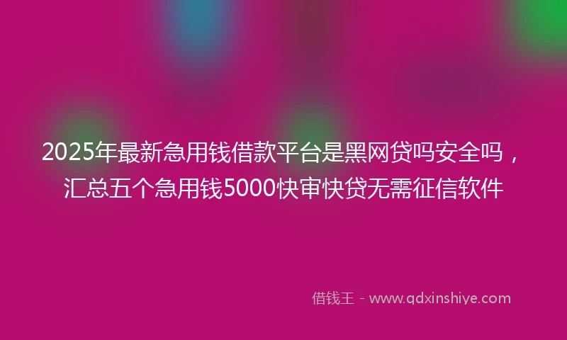 2025年最新急用钱借款平台是黑网贷吗安全吗，汇总五个急用钱5000快审快贷无需征信软件