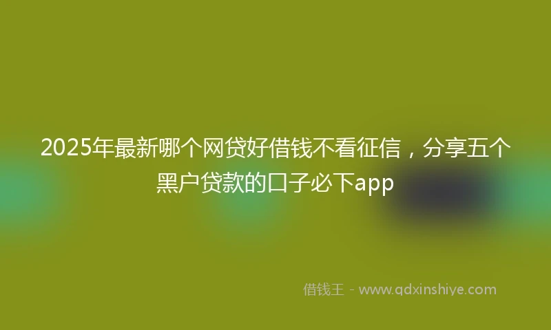 2025年最新哪个网贷好借钱不看征信，分享五个黑户贷款的口子必下app