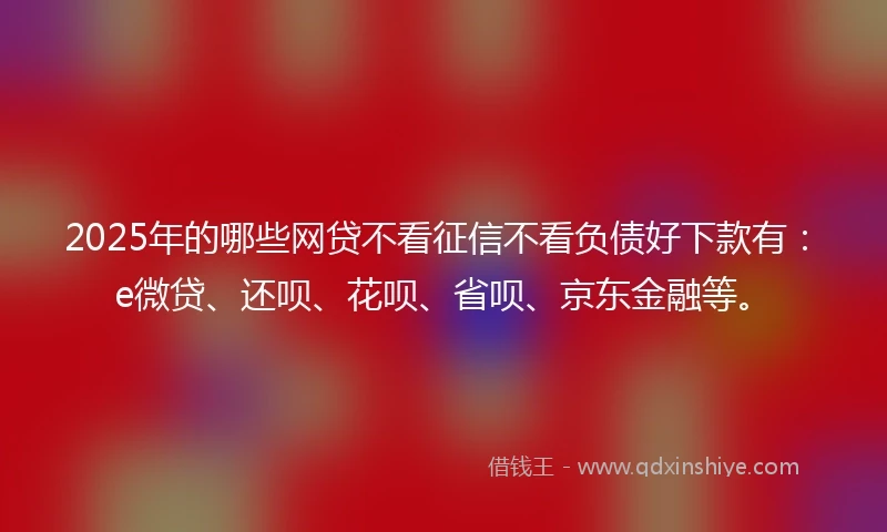 2025年的哪些网贷不看征信不看负债好下款有：e微贷、还呗、花呗、省呗、京东金融等。