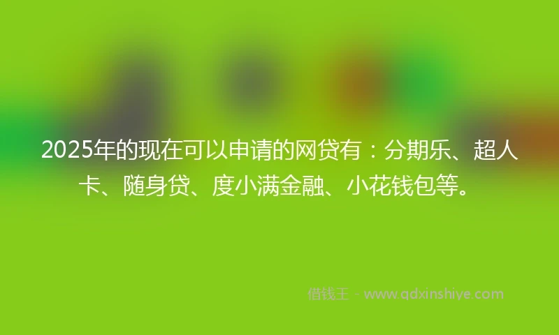 2025年的现在可以申请的网贷有：分期乐、超人卡、随身贷、度小满金融、小花钱包等。