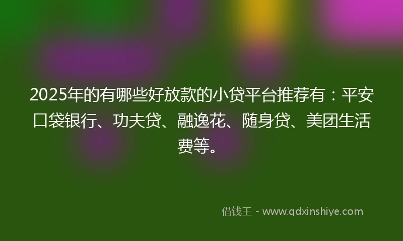2025年的有哪些好放款的小贷平台推荐有：平安口袋银行、功夫贷、融逸花、随身贷、美团生活费等。