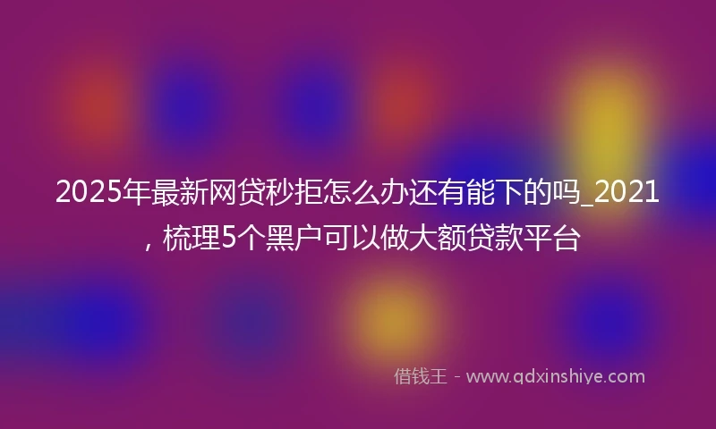 2025年最新网贷秒拒怎么办还有能下的吗_2021，梳理5个黑户可以做大额贷款平台