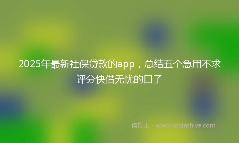 2025年最新社保贷款的app，总结五个急用不求评分快借无忧的口子