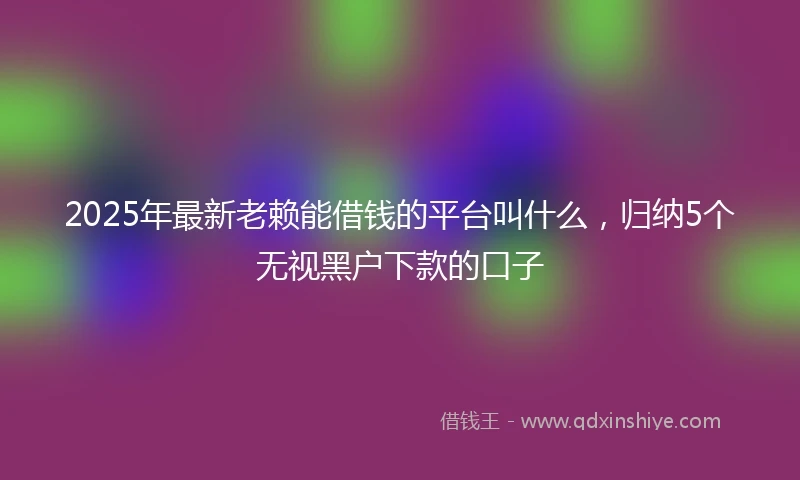 2025年最新老赖能借钱的平台叫什么，归纳5个无视黑户下款的口子