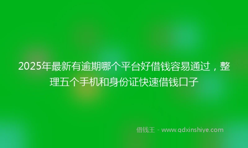 2025年最新有逾期哪个平台好借钱容易通过,整理五个手机和身份证快速借钱口子