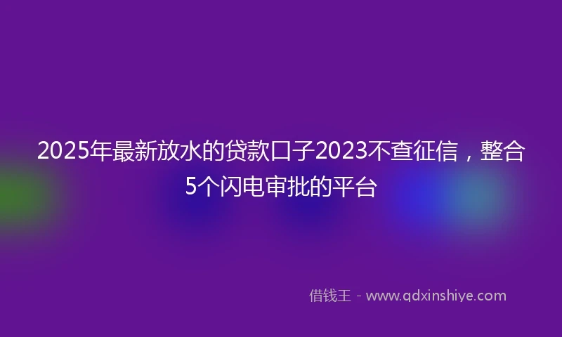 2025年最新放水的贷款口子2023不查征信，整合5个闪电审批的平台