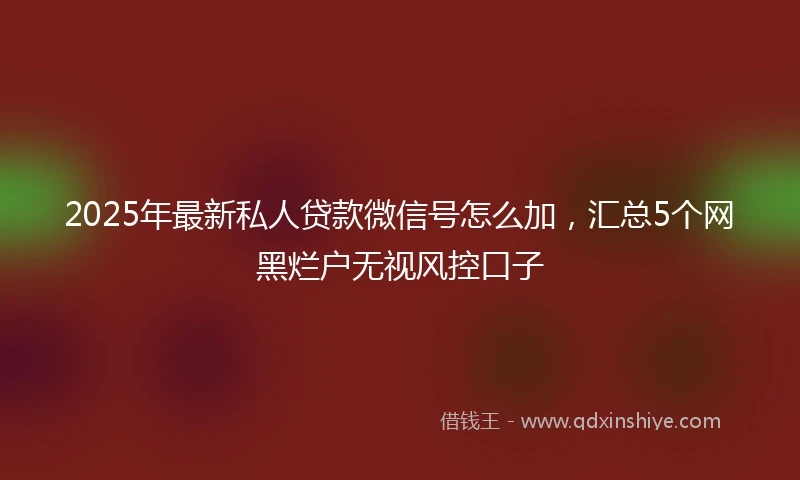 2025年最新私人贷款微信号怎么加，汇总5个网黑烂户无视风控口子