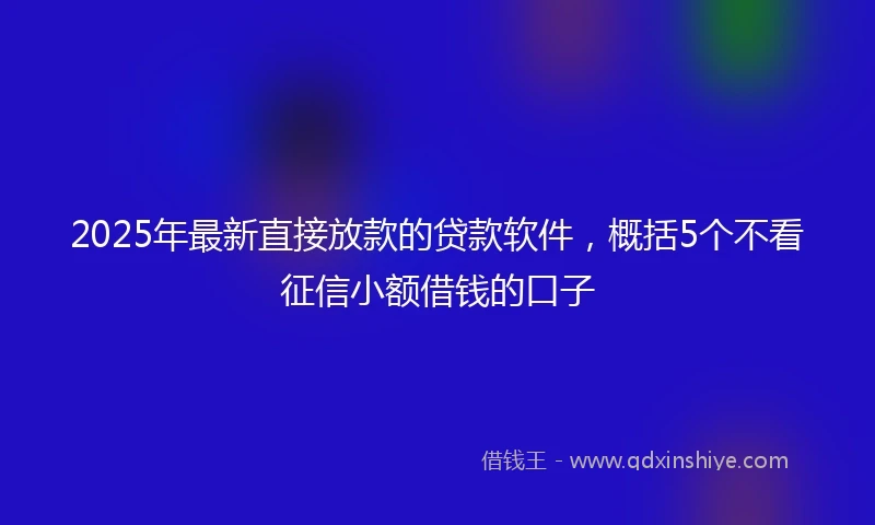2025年最新直接放款的贷款软件，概括5个不看征信小额借钱的口子