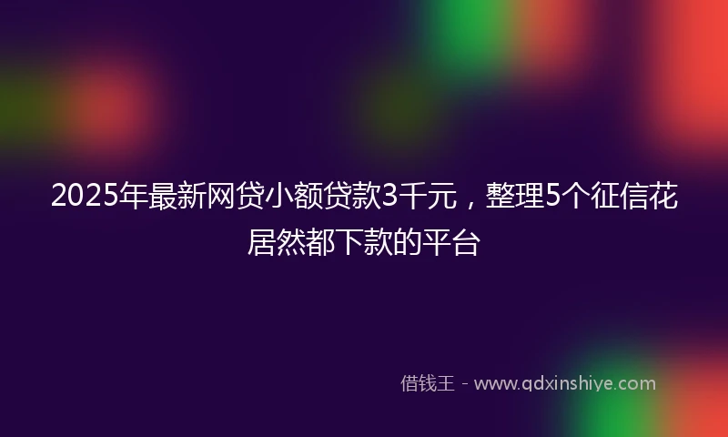 2025年最新网贷小额贷款3千元，整理5个征信花居然都下款的平台