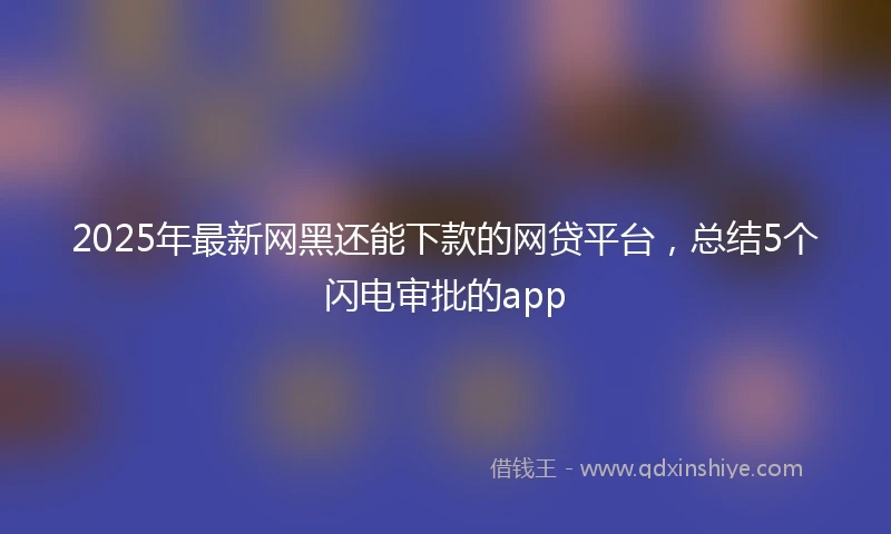 2025年最新网黑还能下款的网贷平台，总结5个闪电审批的app