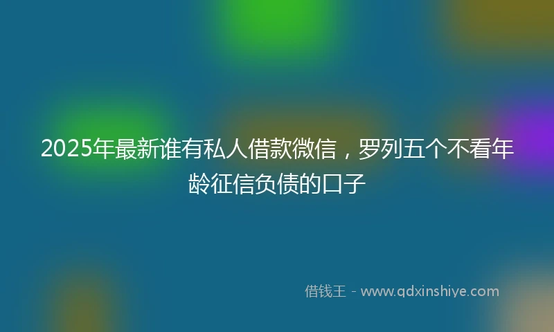 2025年最新谁有私人借款微信，罗列五个不看年龄征信负债的口子