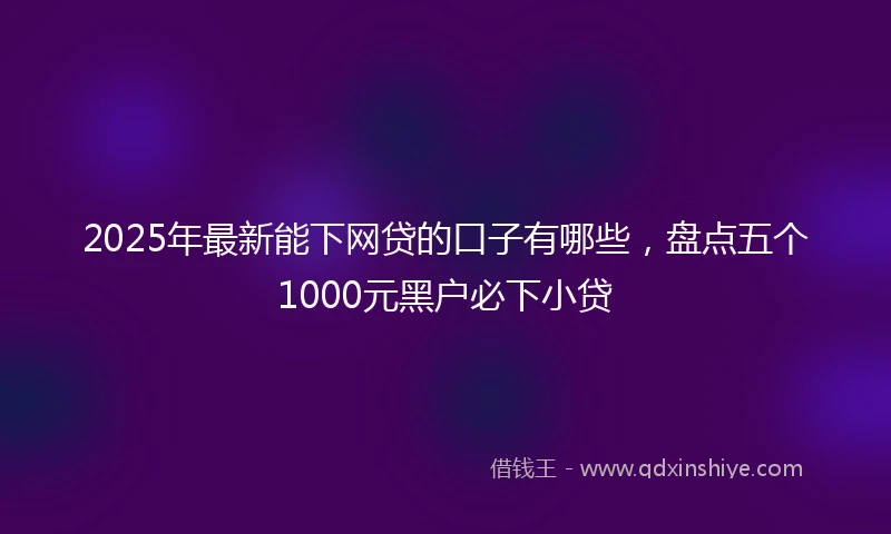 2025年最新能下网贷的口子有哪些，盘点五个1000元黑户必下小贷