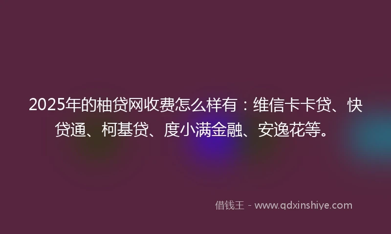 2025年的柚贷网收费怎么样有：维信卡卡贷、快贷通、柯基贷、度小满金融、安逸花等。