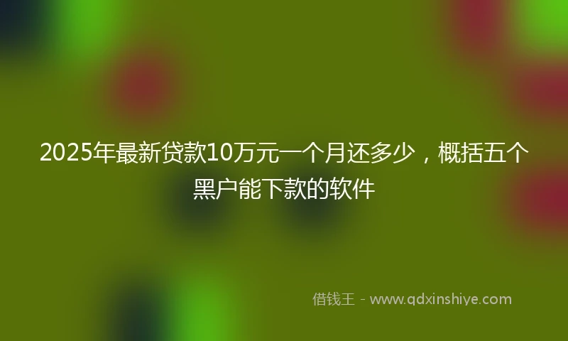 2025年最新贷款10万元一个月还多少，概括五个黑户能下款的软件