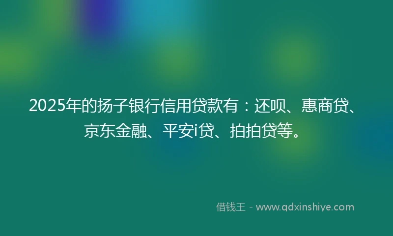 2025年的扬子银行信用贷款有：还呗、惠商贷、京东金融、平安i贷、拍拍贷等。