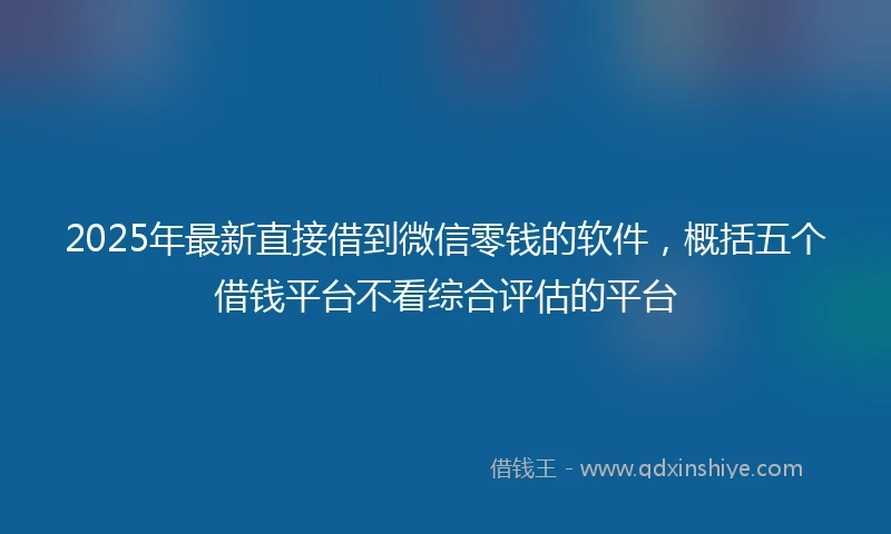 2025年最新直接借到微信零钱的软件，概括五个借钱平台不看综合评估的平台