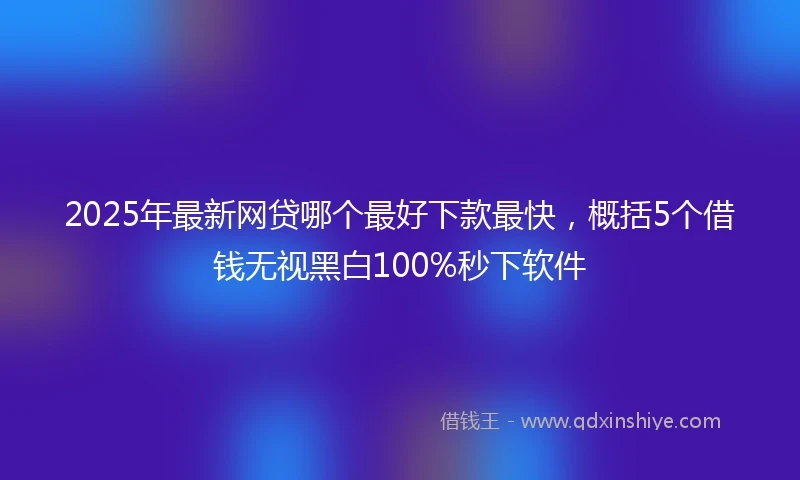2025年最新网贷哪个最好下款最快，概括5个借钱无视黑白100%秒下软件
