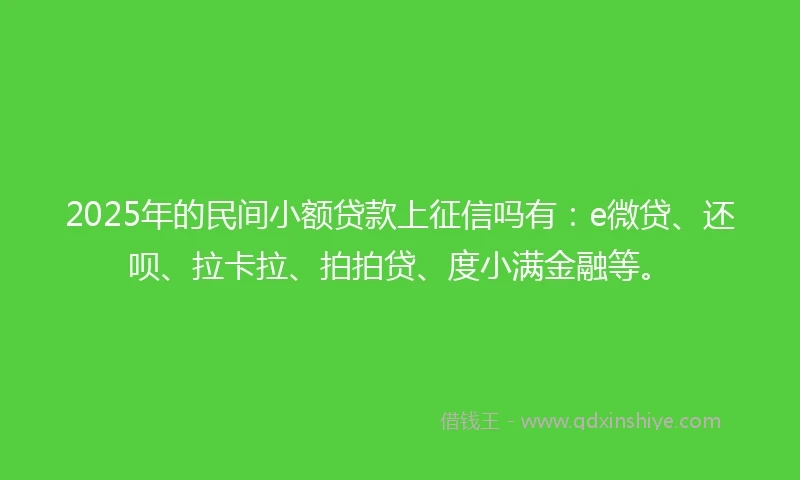 2025年的民间小额贷款上征信吗有:e微贷、还呗、拉卡拉、拍拍贷、度小满金融等。
