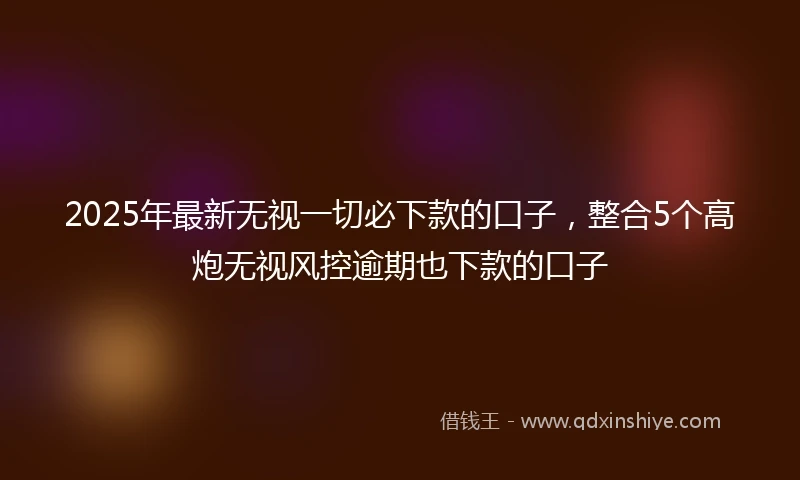 2025年最新无视一切必下款的口子，整合5个高炮无视风控逾期也下款的口子