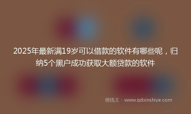 2025年最新满19岁可以借款的软件有哪些呢，归纳5个黑户成功获取大额贷款的软件