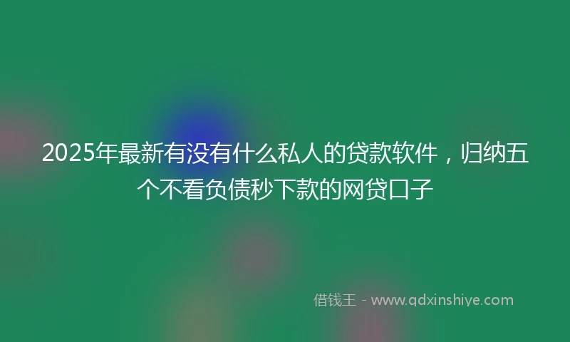 2025年最新有没有什么私人的贷款软件，归纳五个不看负债秒下款的网贷口子