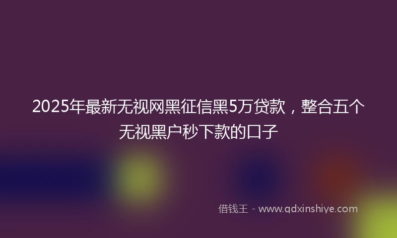 2025年最新无视网黑征信黑5万贷款，整合五个无视黑户秒下款的口子