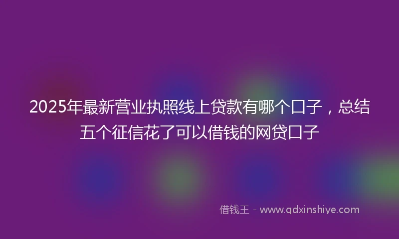 2025年最新营业执照线上贷款有哪个口子，总结五个征信花了可以借钱的网贷口子